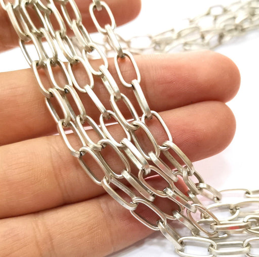 Antique Silver Plated Chain  1 Meter - 3.3 Feet (12.8x6.2 mm) G18182