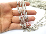 Silver Curb Chain Flat Chain Antique Silver Plated Chain  1 Meter - 3.3 Feet (6.6x4.1 mm mm) G18184