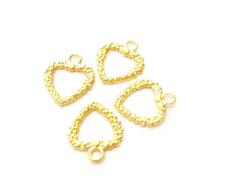 10 Heart Charms Gold Plated Charms  (19x16mm)  G18186