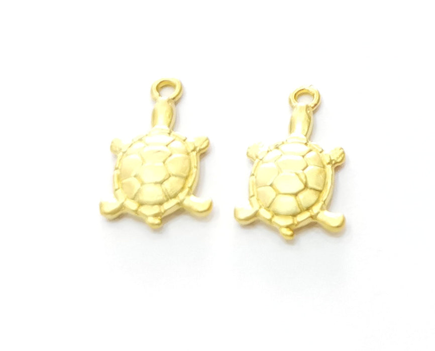 8 Sea Turtle Charms Gold Plated Charms (18x11mm)  G18190