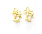 10 Palm Tree Charms Gold Plated Charms (17x12mm)  G18192