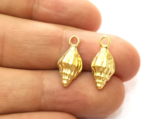 10 Conch Sea Shell Charms Gold Plated Charms (19x8mm)  G18194