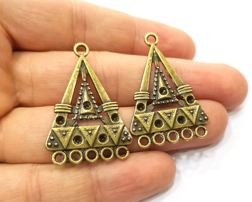 2 Antique Bronze Charm Connector Antique Bronze Plated Charm (40x25mm) G18203