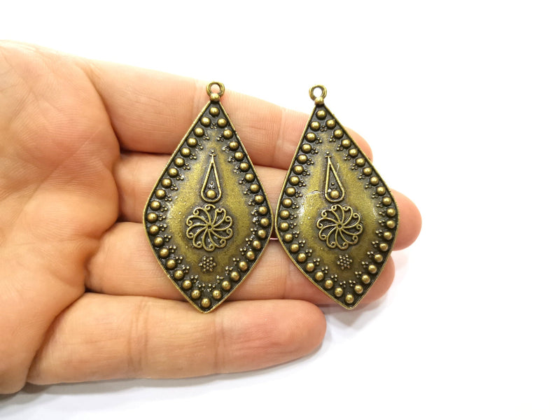 2 Antique Bronze Charm Antique Bronze Plated Charm (60x32mm) G18204