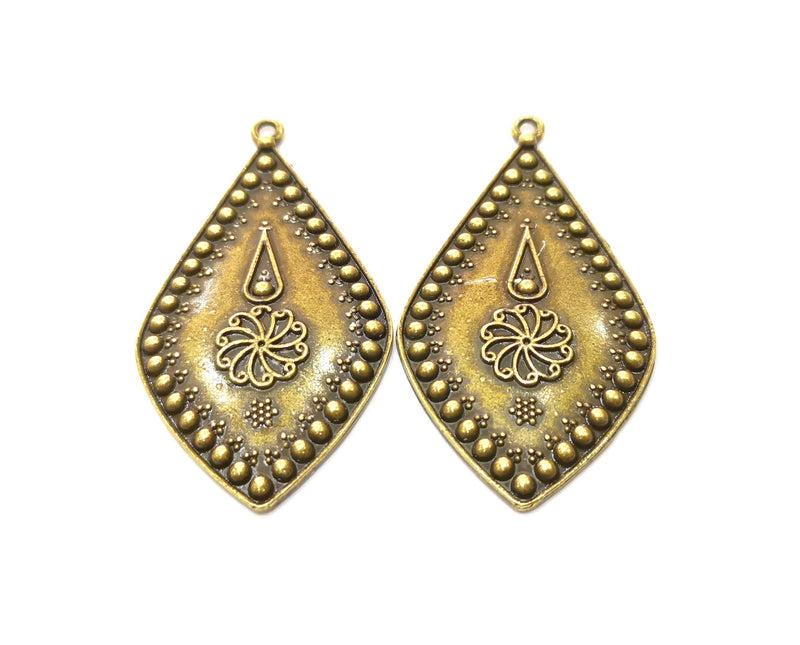2 Antique Bronze Charm Antique Bronze Plated Charm (60x32mm) G18204