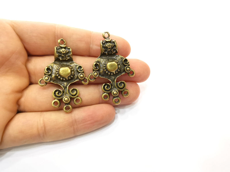 2 Antique Bronze Charm Connector Antique Bronze Plated Charm (48x31mm) G18205