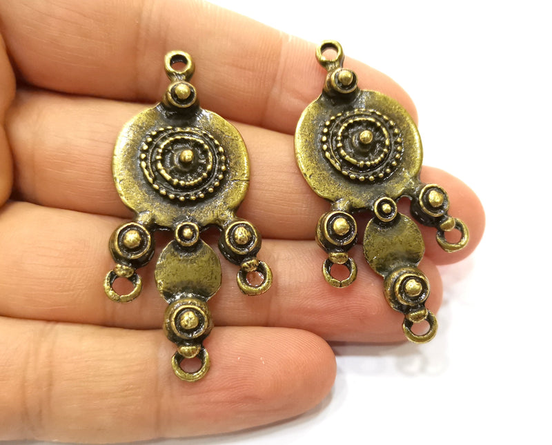 2 Antique Bronze Charm Connector Antique Bronze Plated Charm (53x26mm) G18210