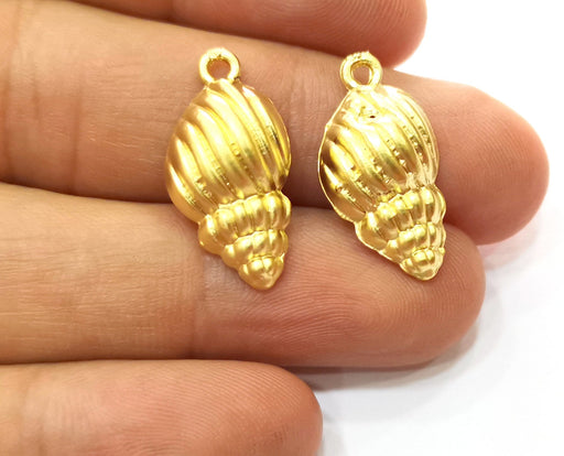 4 Conch Sea Shell Charms Gold Plated Charms (24x13mm)  G18216