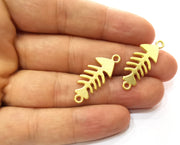 4 Fish bone Charms Connector Gold Plated Charms (31x12mm)  G18221