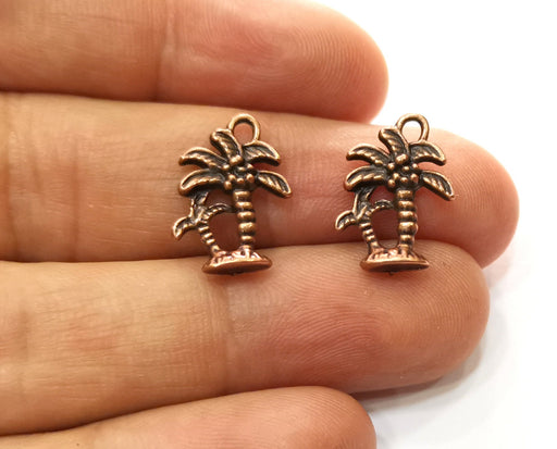 10 Palm Tree Charms Antique Copper Plated Charms (17x12mm)  G18228