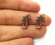 10 Palm Tree Charms Antique Copper Plated Charms (17x12mm)  G18228