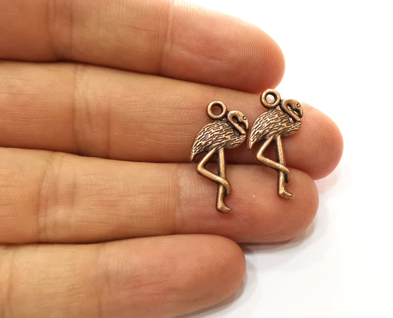 10 Flamingo Charms Antique Copper Plated Charms (23x12mm)  G18229
