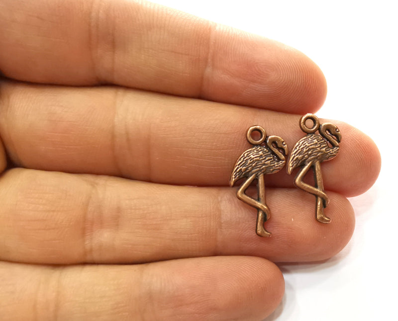 10 Flamingo Charms Antique Copper Plated Charms (23x12mm)  G18229