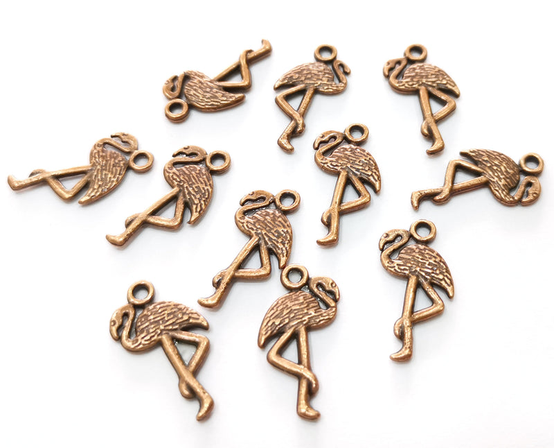 10 Flamingo Charms Antique Copper Plated Charms (23x12mm)  G18229