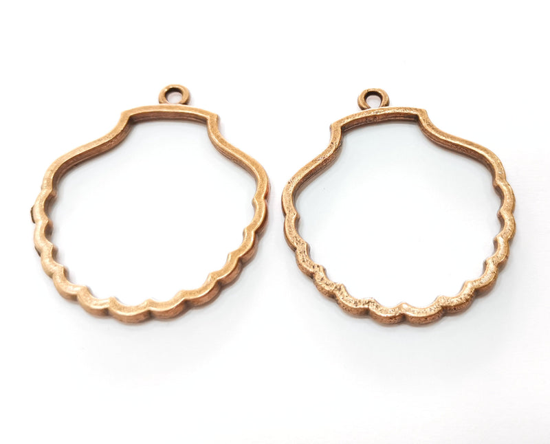 2 Sea Shell Charms Antique Copper Plated Charms (44x38mm)  G18230