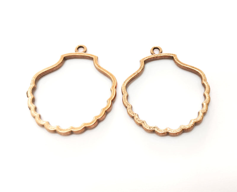 2 Sea Shell Charms Antique Copper Plated Charms (44x38mm)  G18230