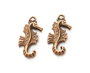 5 Seahorse Charms Antique Copper Plated Charms (28x13mm)  G18231