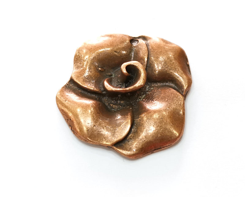 2 Rose Charms Antique Copper Plated Charms (38x35mm)  G18232