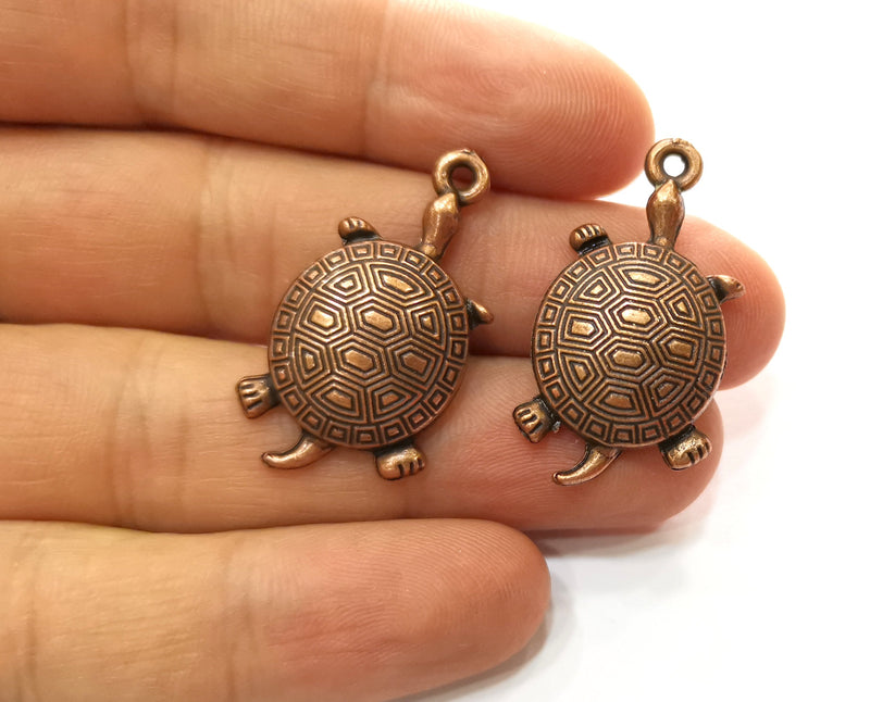 4 Turtle Charms Antique Copper Plated Charms (35x18mm)  G18234