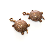 4 Turtle Charms Antique Copper Plated Charms (35x18mm)  G18234