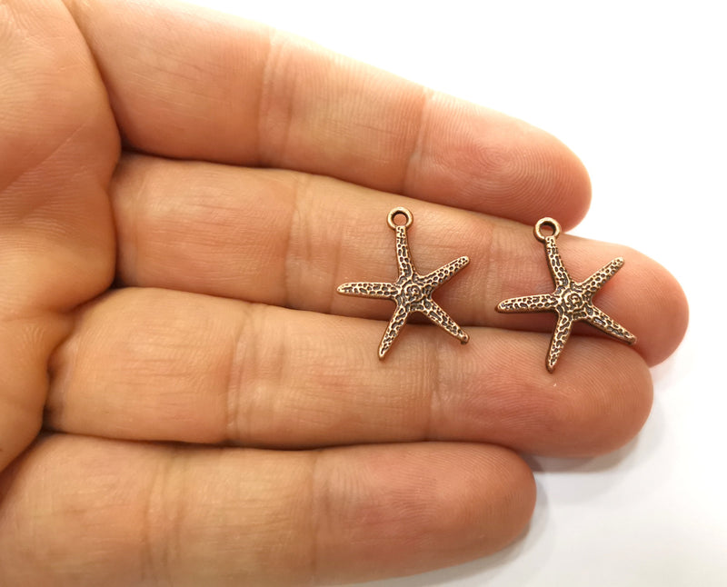 10 Starfish Charms Antique Copper Plated Charms (20x18mm)  G18235