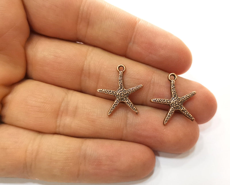 10 Starfish Charms Antique Copper Plated Charms (20x18mm)  G18235