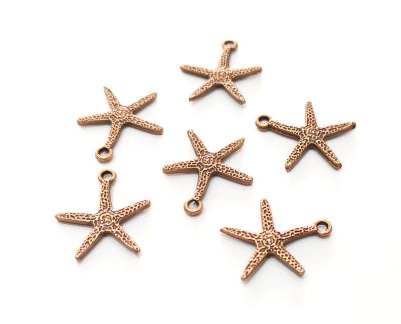 10 Starfish Charms Antique Copper Plated Charms (20x18mm)  G18235