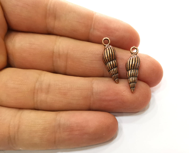 10 Sea Shell Charms Antique Copper Plated Charms (24x7mm)  G18236
