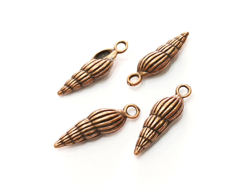 10 Sea Shell Charms Antique Copper Plated Charms (24x7mm)  G18236