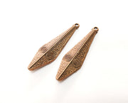 2 Copper Charms Antique Copper Plated Charms (57x15mm) G18239