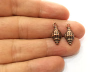 10 Conch Shell Sea Shell Charms Antique Copper Plated Charms (19x8mm)  G18240