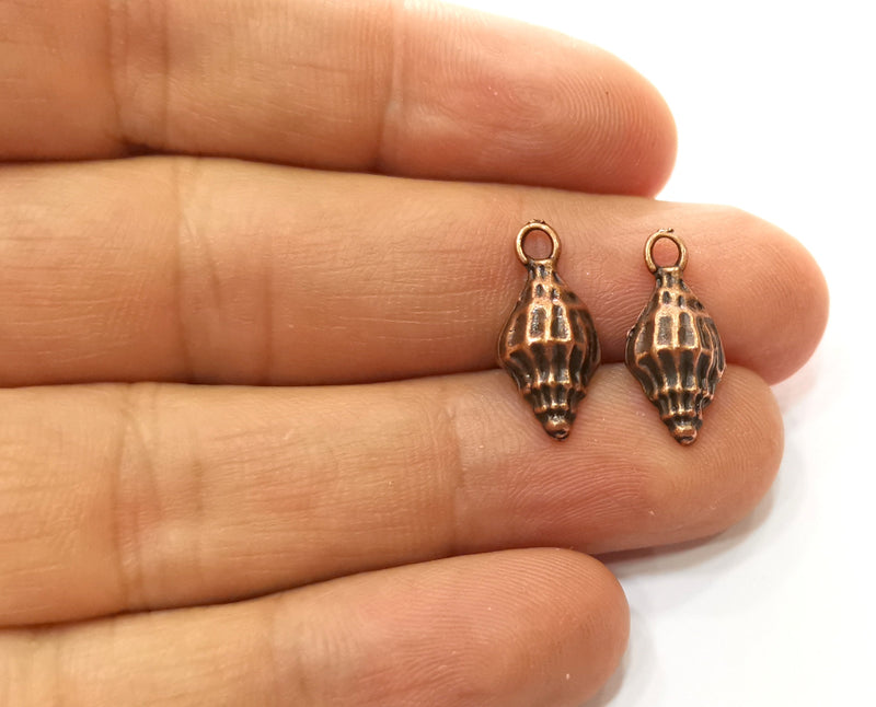 10 Conch Shell Sea Shell Charms Antique Copper Plated Charms (19x8mm)  G18240