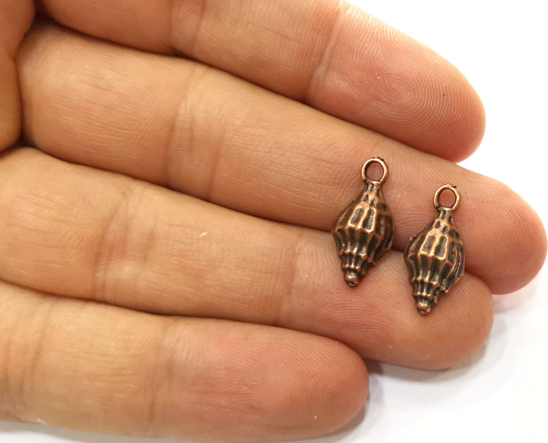 10 Conch Shell Sea Shell Charms Antique Copper Plated Charms (19x8mm)  G18240