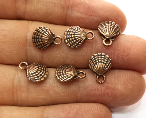 10 Oyster Sea Shell (Double Sided) Charms Antique Copper Plated Charms (13x10mm)  G18243