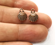 10 Oyster Sea Shell (Double Sided) Charms Antique Copper Plated Charms (13x10mm)  G18243