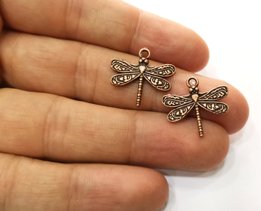 10 Dragonfly Charms Antique Copper Plated Charms (21x19mm)  G18246