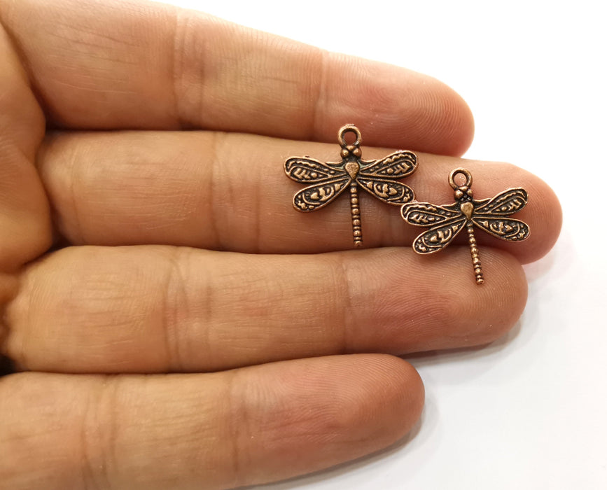 10 Dragonfly Charms Antique Copper Plated Charms (21x19mm)  G18246