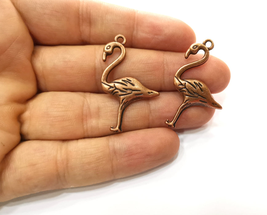 4 Flamingo Charms Antique Copper Plated Charms (39x24mm)  G18247