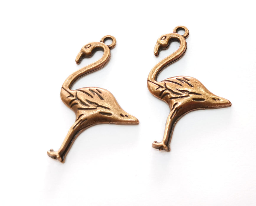 4 Flamingo Charms Antique Copper Plated Charms (39x24mm)  G18247