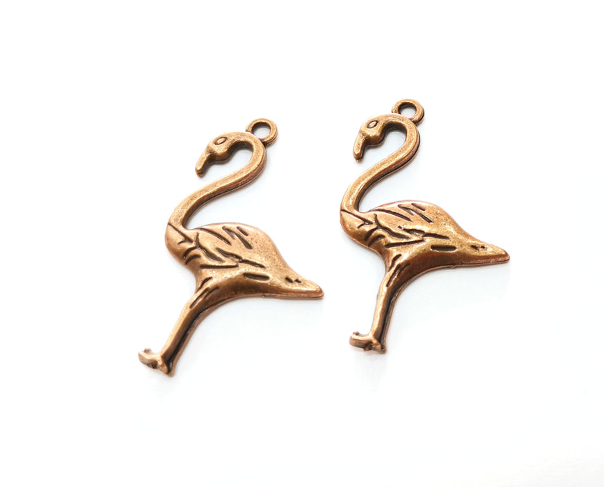 4 Flamingo Charms Antique Copper Plated Charms (39x24mm)  G18247