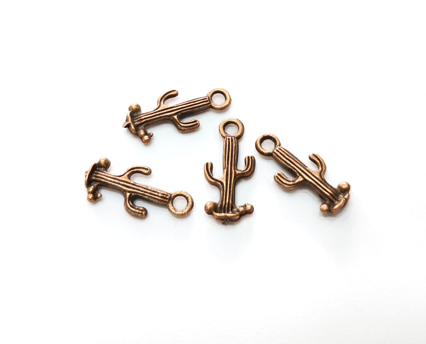 10 Cactus Charms Antique Copper Plated Charms (20x9mm)  G18249