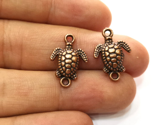 10 Sea Turtle Charms Connector Antique Copper Plated Charms (20x14mm)  G18263