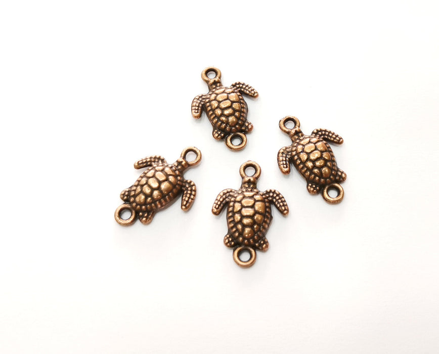 10 Sea Turtle Charms Connector Antique Copper Plated Charms (20x14mm)  G18263