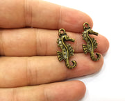 10 Seahorse Charms Antique Bronze Plated Charms (28x13mm)  G18264
