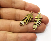 10 Fish bone Charms Connector Antique Bronze Plated Charms (31x12mm)  G18270