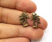 10 Palm Tree Charms Antique Bronze Plated Charms (17x12mm)  G18271
