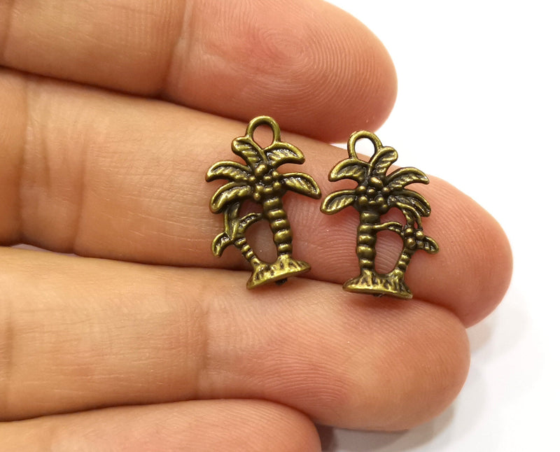 10 Palm Tree Charms Antique Bronze Plated Charms (17x12mm)  G18271