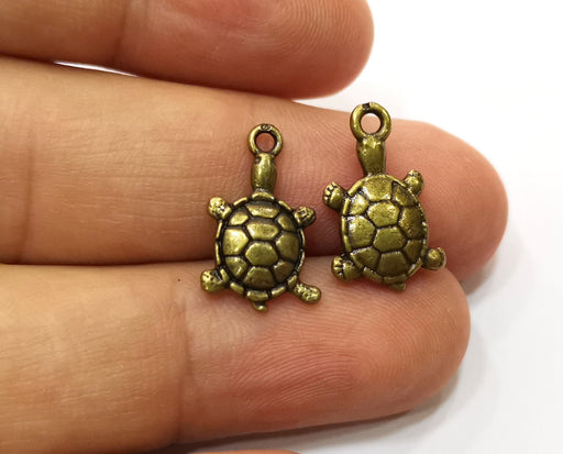 10 Sea Turtle Charms Antique Bronze Plated Charms (18x11mm)  G18273