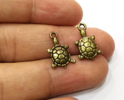 10 Sea Turtle Charms Antique Bronze Plated Charms (18x11mm)  G18273