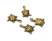 10 Sea Turtle Charms Antique Bronze Plated Charms (18x11mm)  G18273